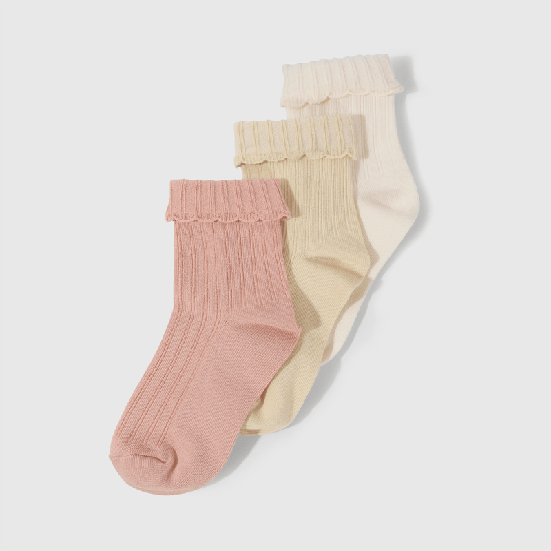 Calcetines rosados y suaves para niños, pack de 3