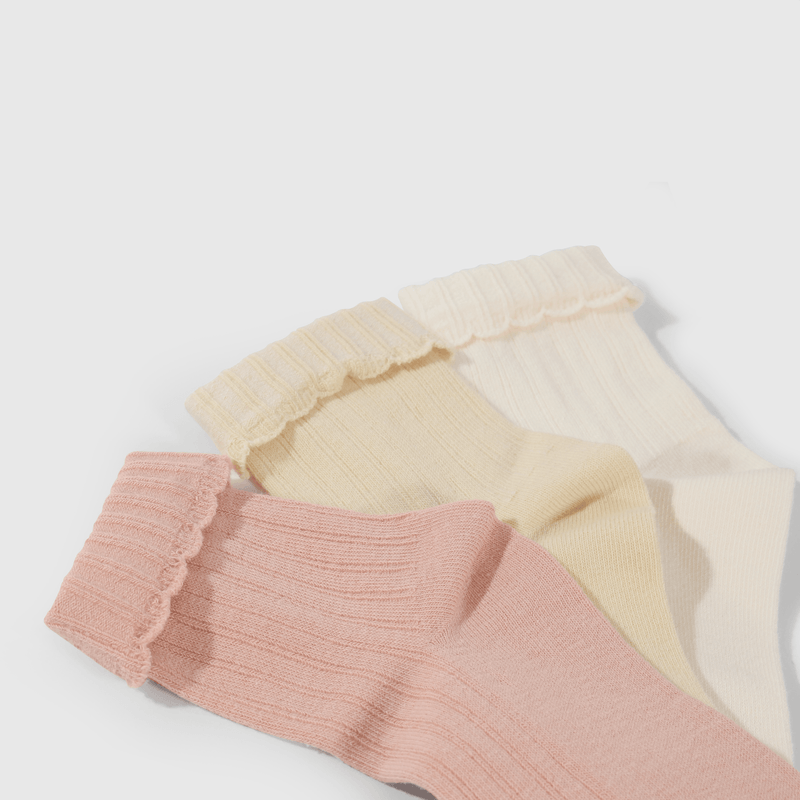 Calcetines rosados y suaves para niños, pack de 3