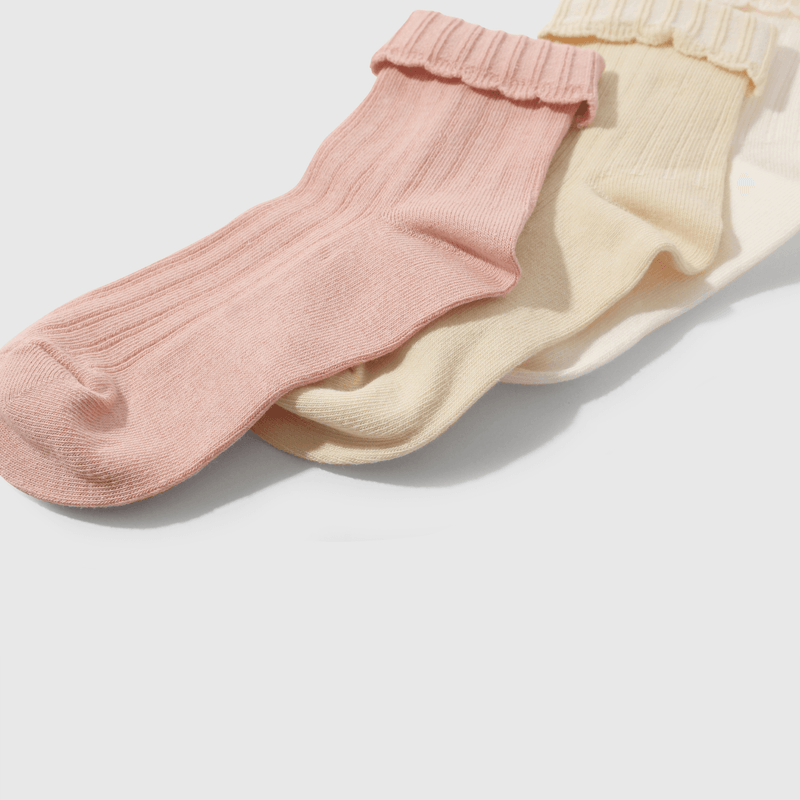 Calcetines rosados y suaves para niños, pack de 3