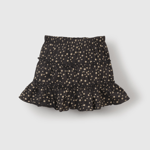 Falda corta negra con estampado para niñas - Colloky