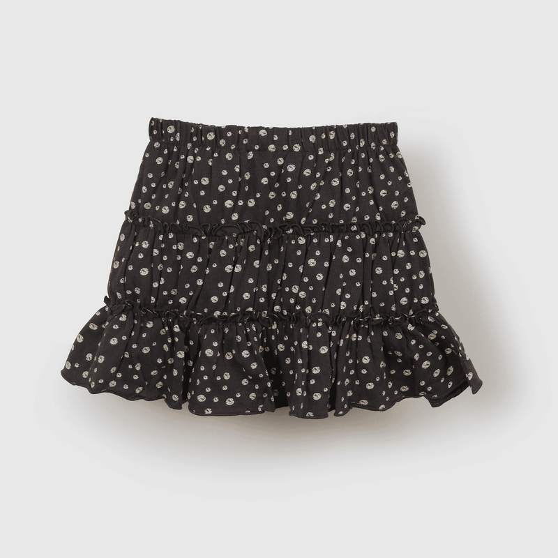 Falda corta negra con estampado para niñas - Colloky