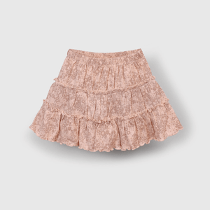 Falda corta rosada con flores para niñas - Ropa infantil