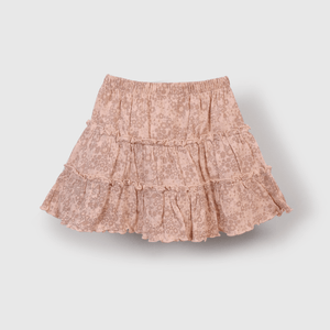 Falda corta rosada con flores para niñas - Ropa infantil