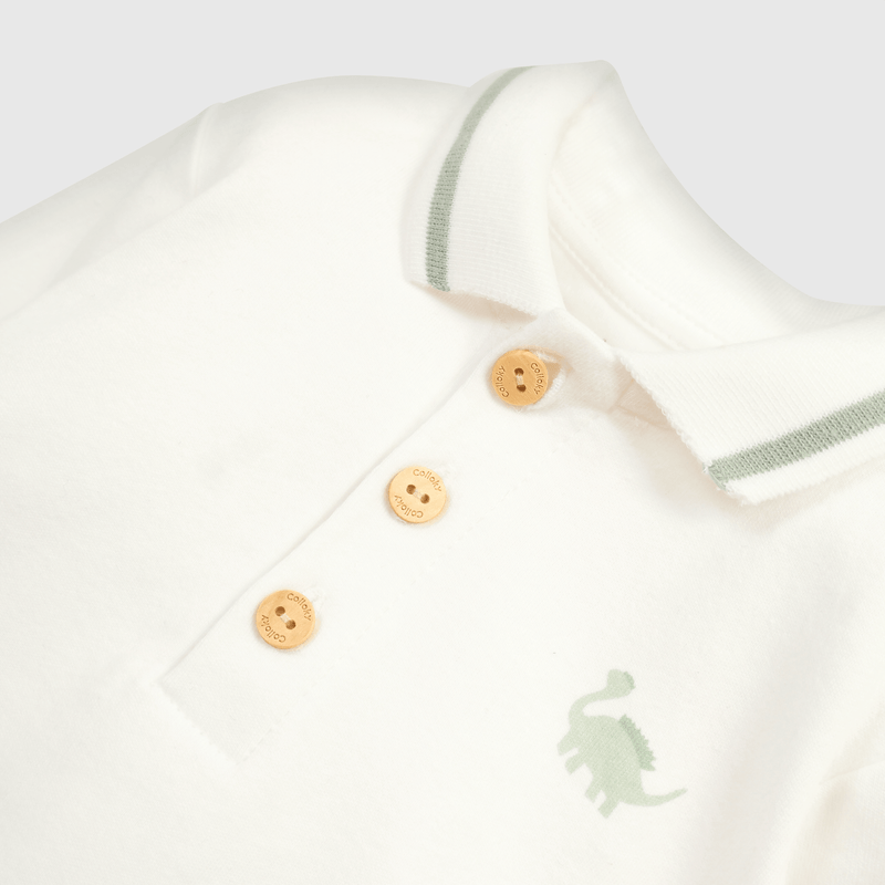 Conjunto blanco con dinosaurios para guaguas, calidad y estilo