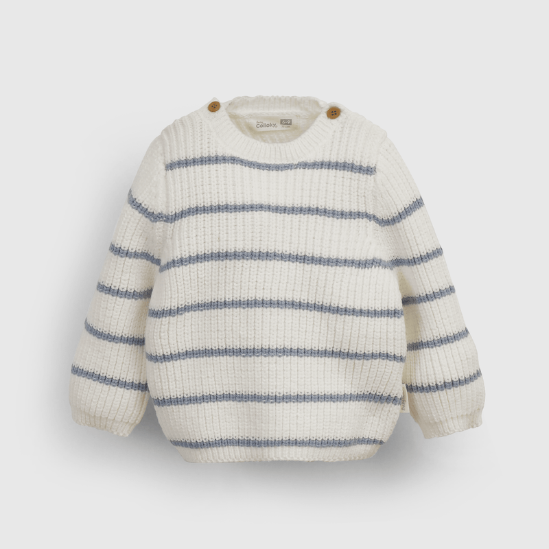 Sweater blanco con rayas azules para guaguas