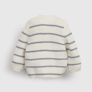 Sweater blanco con rayas azules para guaguas