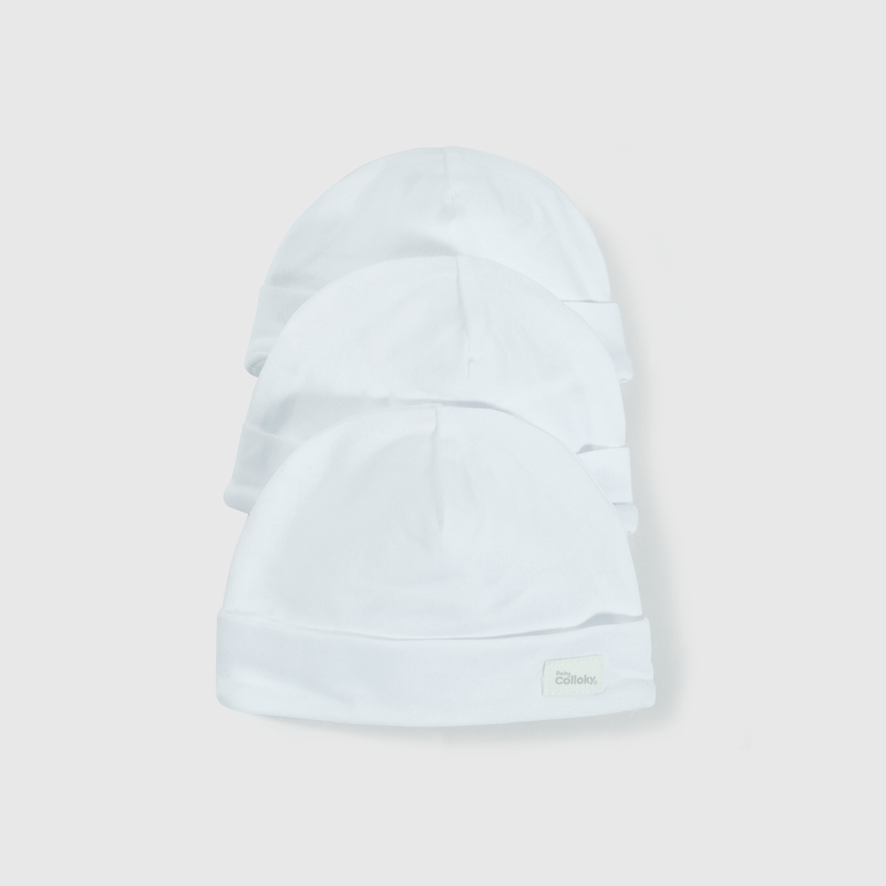 Gorros blancos para guaguas, pack de 3