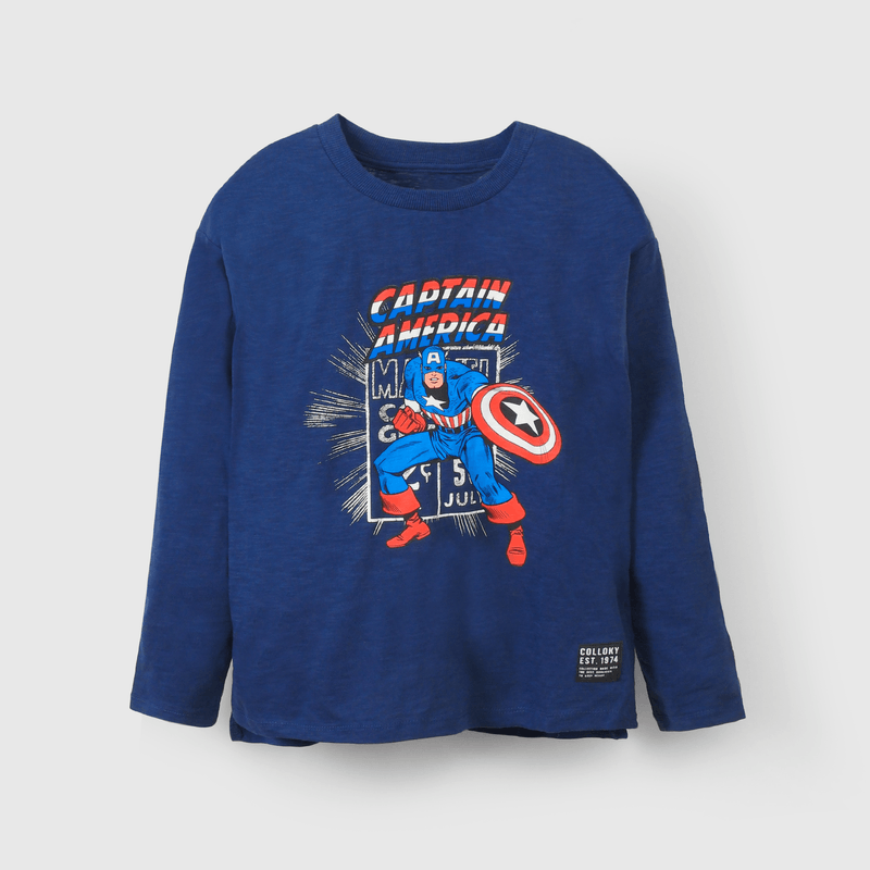 Polera azul con Capitán América para niños