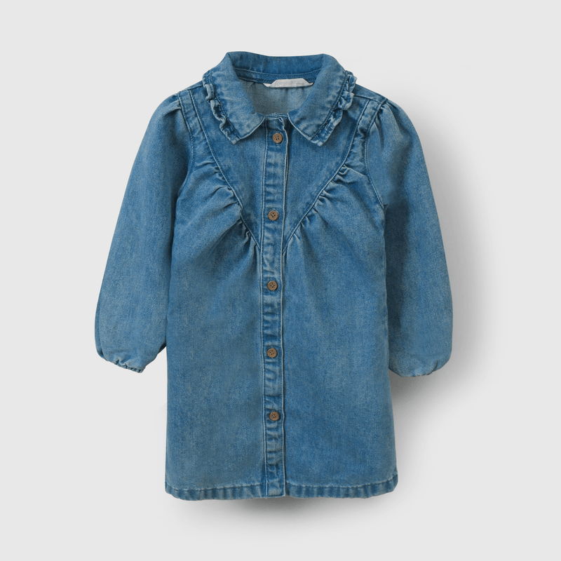 Vestido de mezclilla azul para niña, estilo encantador y cómodo
