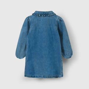 Vestido de mezclilla azul para niña, estilo encantador y cómodo