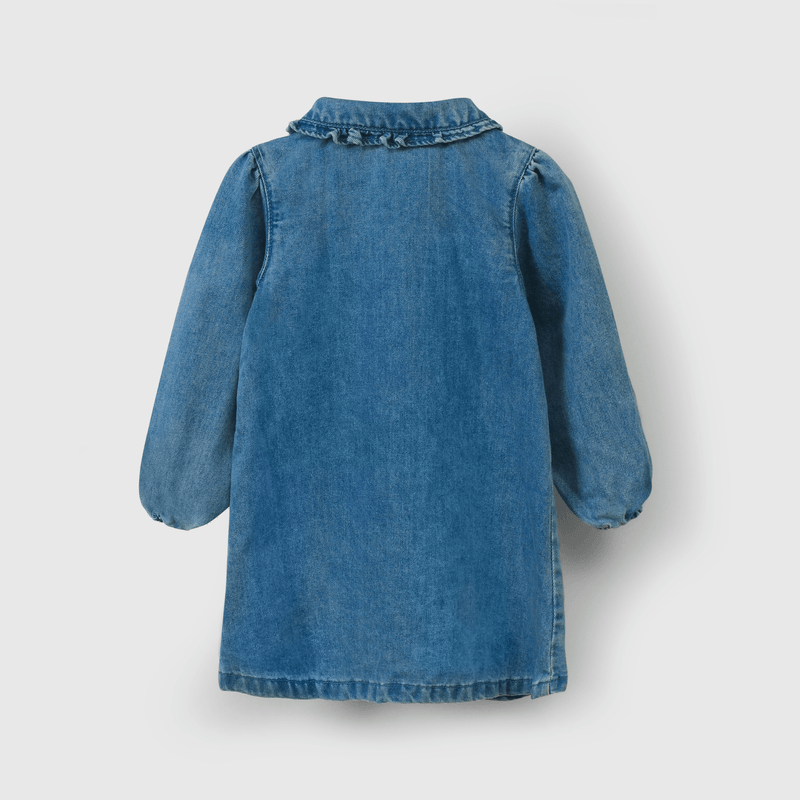 Vestido de mezclilla azul para niña, estilo encantador y cómodo