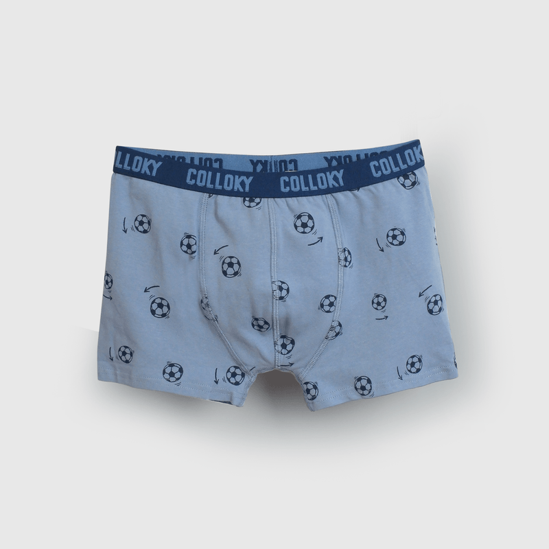 Bóxer niño azul y gris, pack de 3 pelotas
