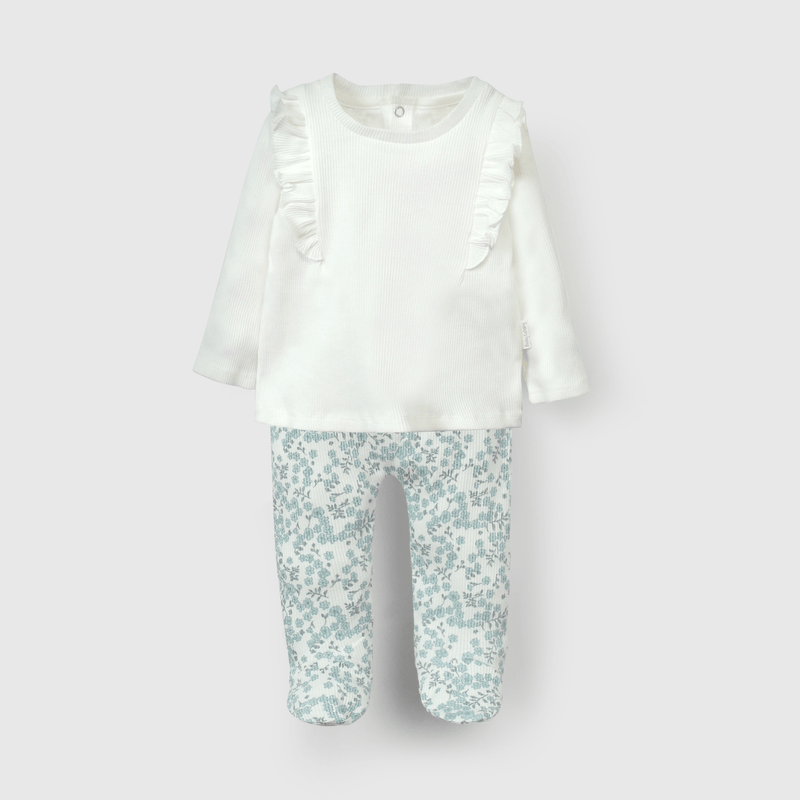 Conjunto blanco con flores para guagua, estilo y comodidad