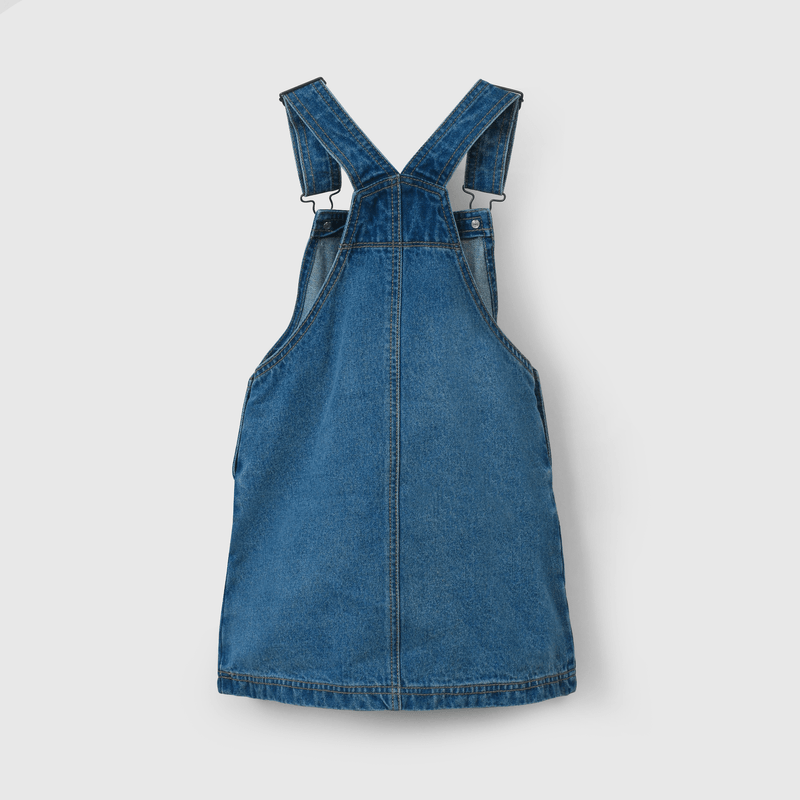 Vestido jardinera azul para niña, cómodo y moderno