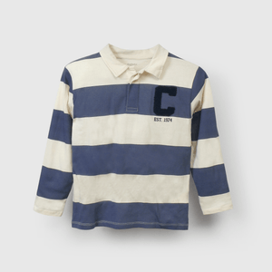 Polera Azul con Cuello y Rayas