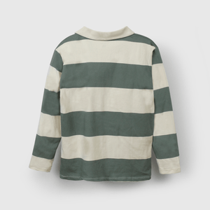 Polera rayada verde y beige para niños cómodos