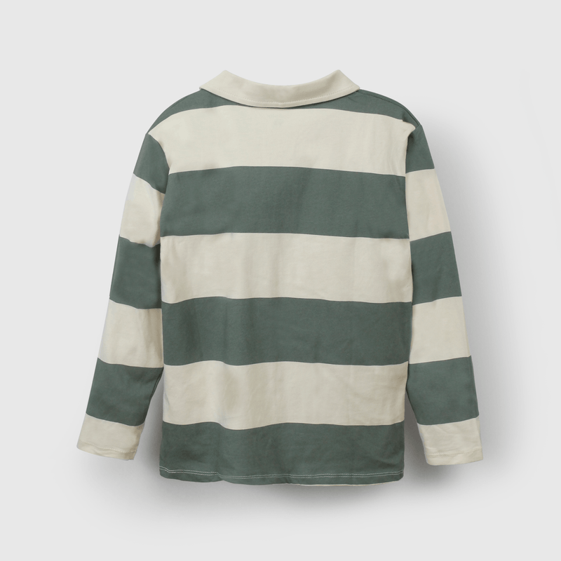 Polera rayada verde y beige para niños cómodos