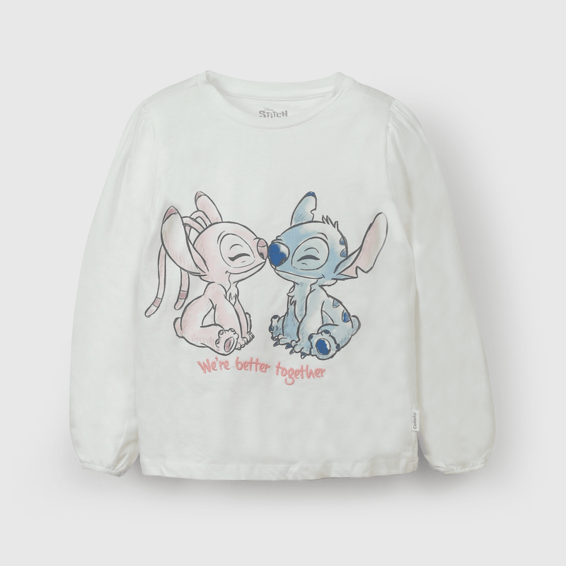 Polera blanca Lilo y Stitch para niños, cómoda y divertida