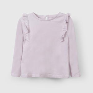Polera niña morada con vuelos encantadores para tu pequeña