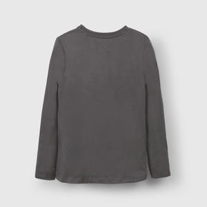 Polera niña gris con flores para un estilo único