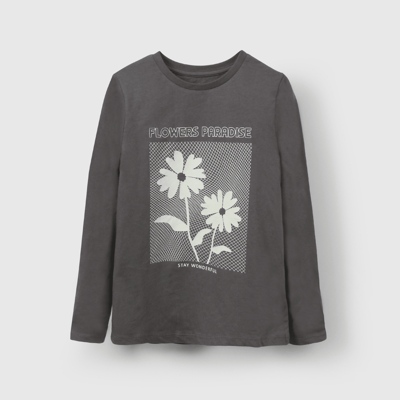 Polera Grafito Flor