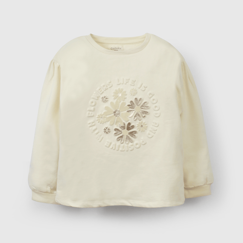 Polerón Crema Flores