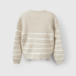 Sweater rayado beige para niños, estilo y comodidad