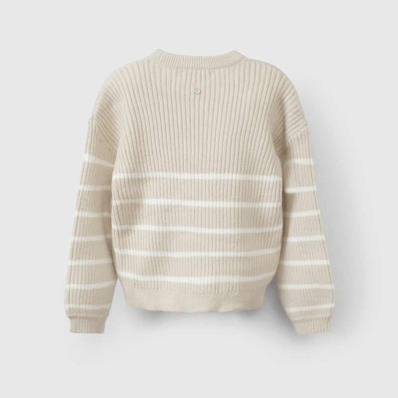 Sweater rayado beige para niños, estilo y comodidad
