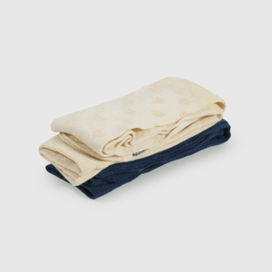 Pantys azul y beige para niñas, pack de 2