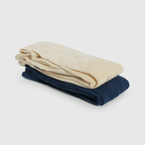 Pantys azul y beige para niñas, pack de 2