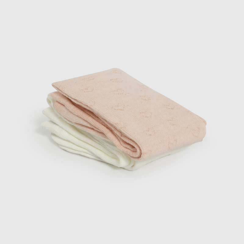 Pantys rosadas y blancas para niñas, pack de 2