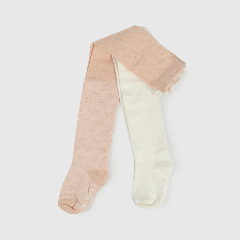 Pantys rosadas y blancas para niñas, pack de 2