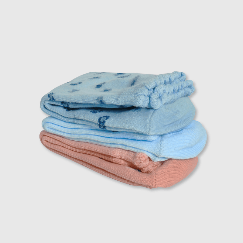 Calcetines celestes para niños, pack de 3 con flores