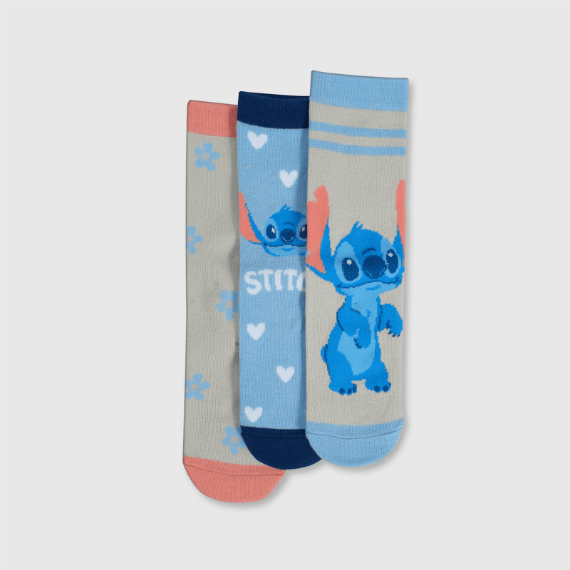 Calcetines azules de Stitch para niños, pack de 3