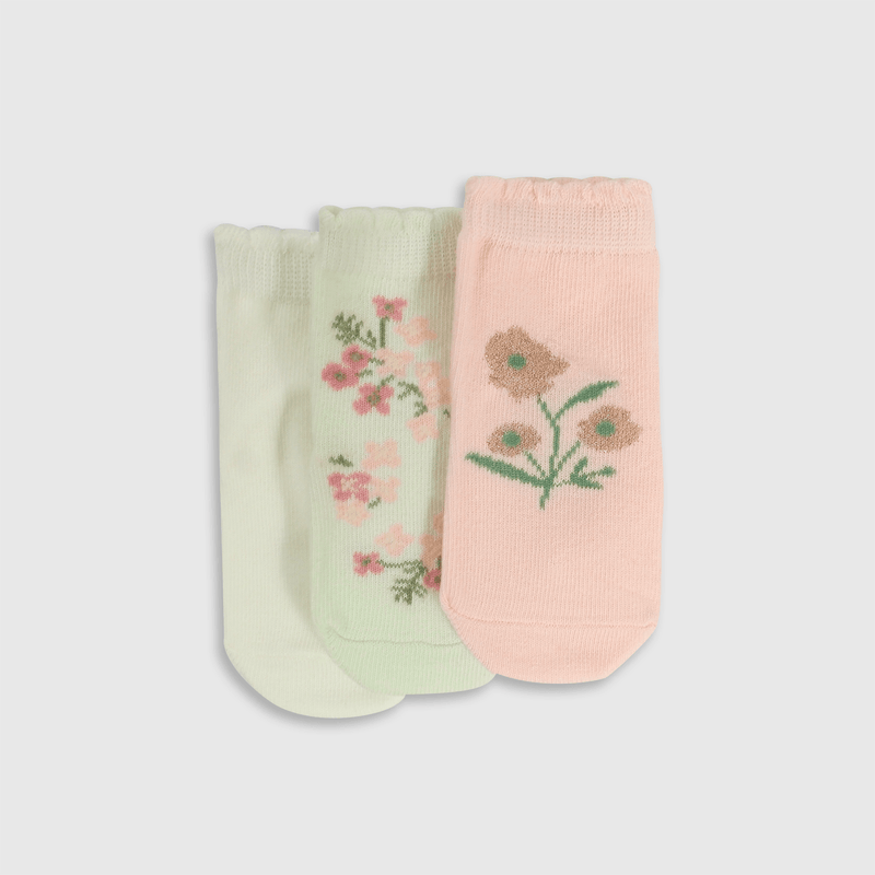Calcetines coloridos con flores para niñas, pack de 3