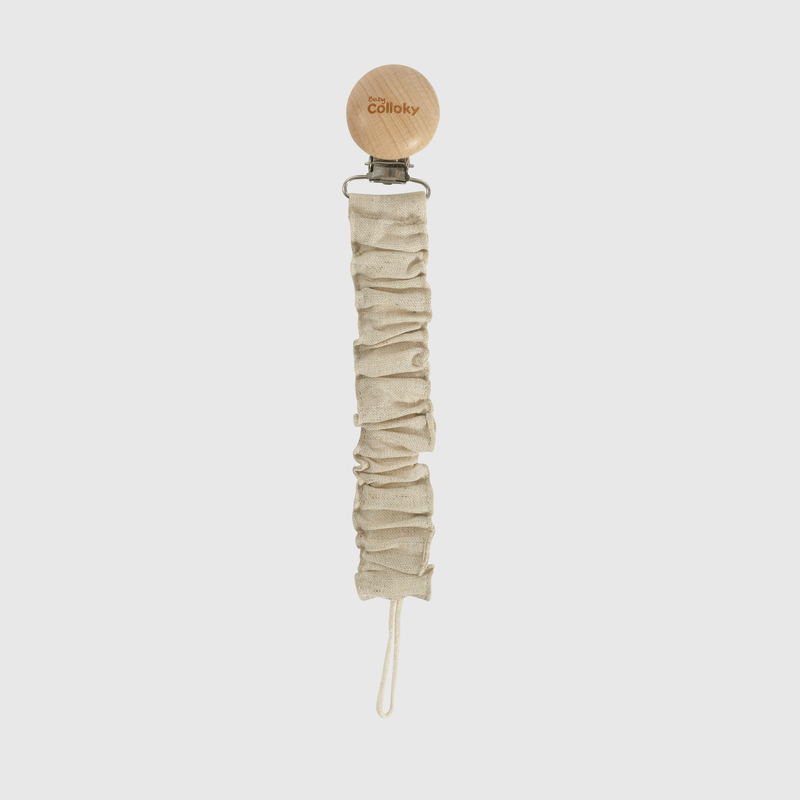 Portachupete beige para guaguas, accesorio tierno y práctico