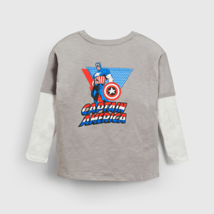 Polera gris Capitán América para niños, estilo y comodidad