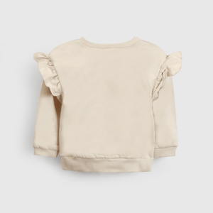 Polerón beige con flores, ideal para niñas