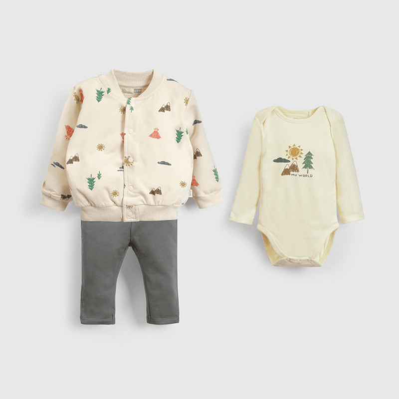 Conjunto polerón y bodie para guaguas en colores suaves
