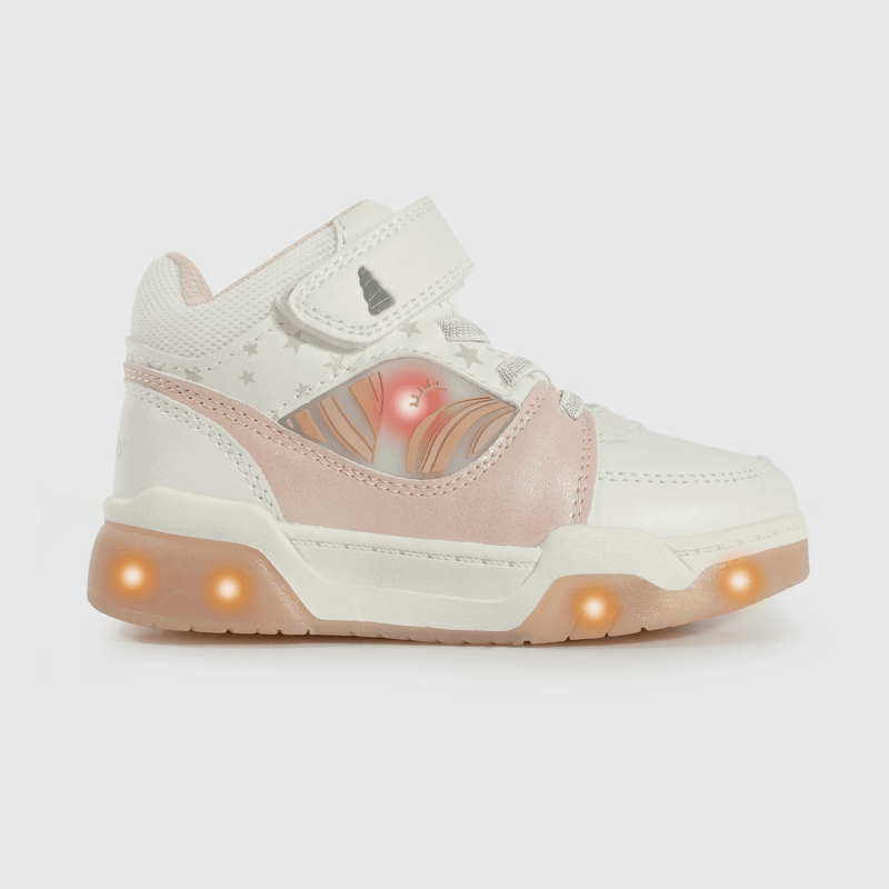 Zapatilla blanca con luces para niña, caminante