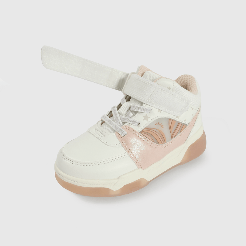 Zapatilla blanca con luces para niña, caminante