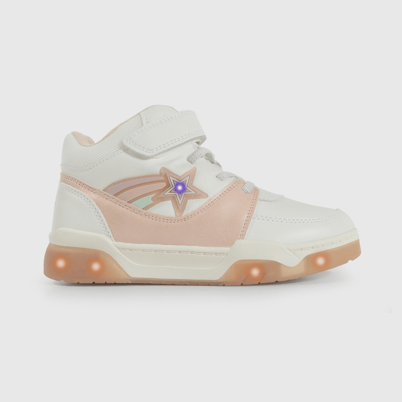 Zapatilla blanca con luces para niña, estilo y comodidad