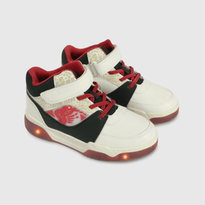 Zapatilla urbana roja y blanca con luces para niños