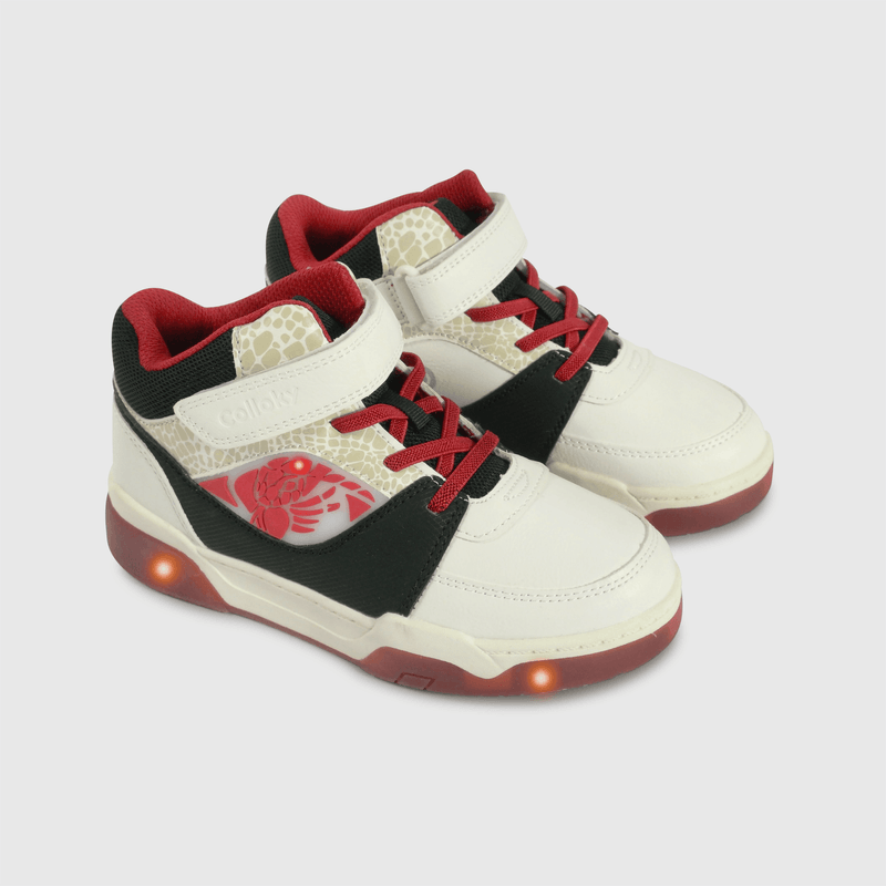 Zapatilla urbana roja y blanca con luces para niños