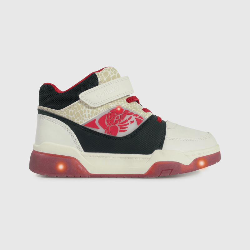 Zapatilla urbana roja y blanca con luces para niños