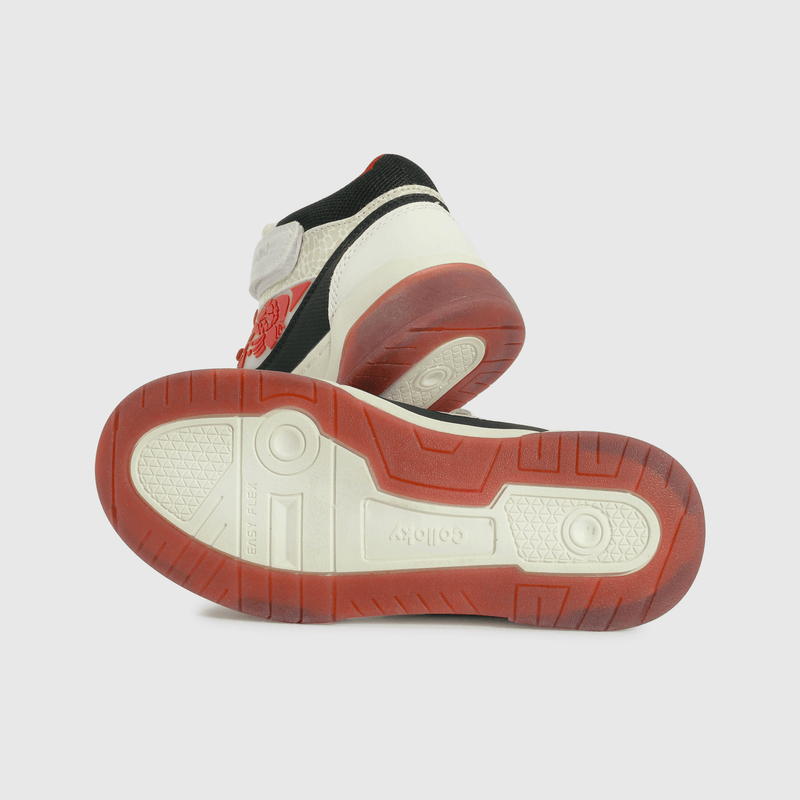 Zapatilla urbana roja y blanca con luces para niños