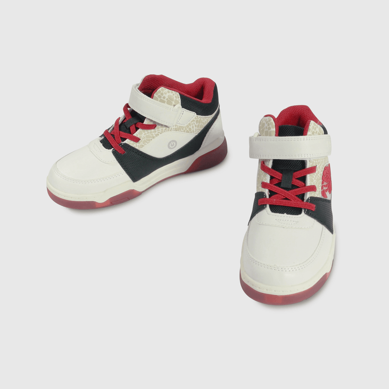 Zapatilla urbana roja y blanca con luces para niños