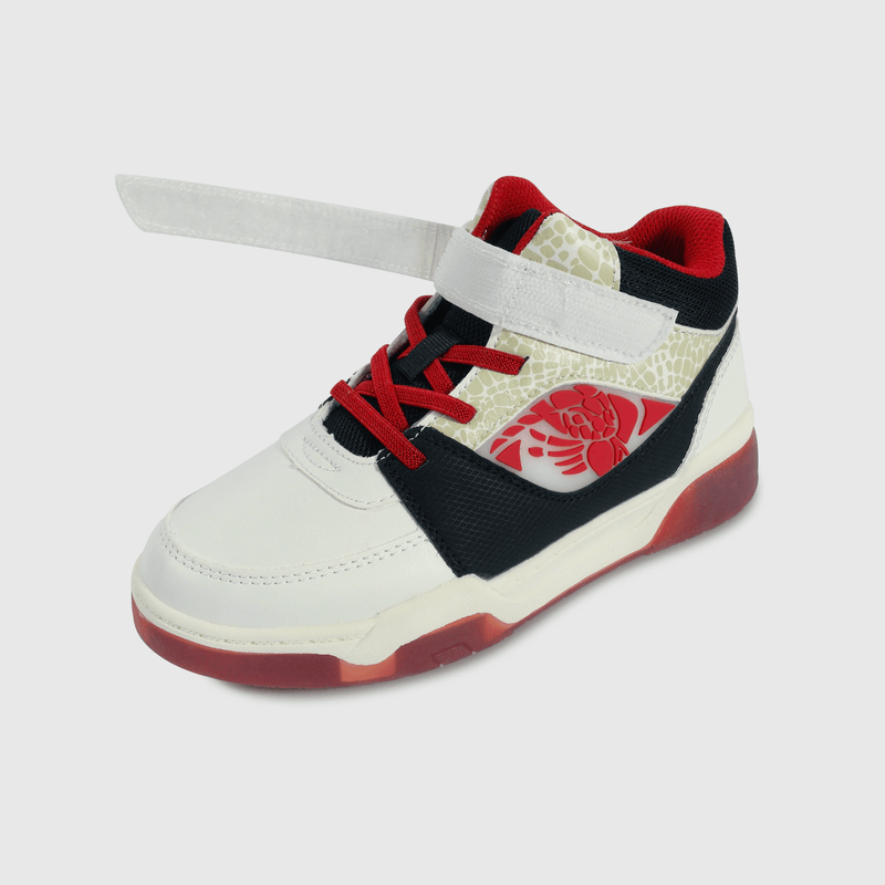 Zapatilla urbana roja y blanca con luces para niños