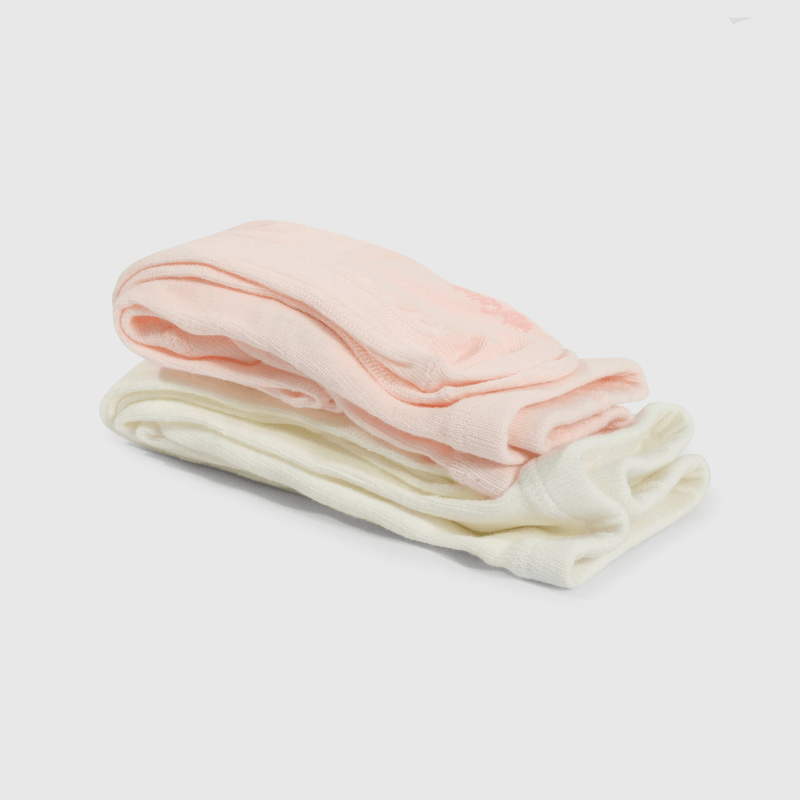 Pantys trenzadas gris y rosado para niñas, pack de 2