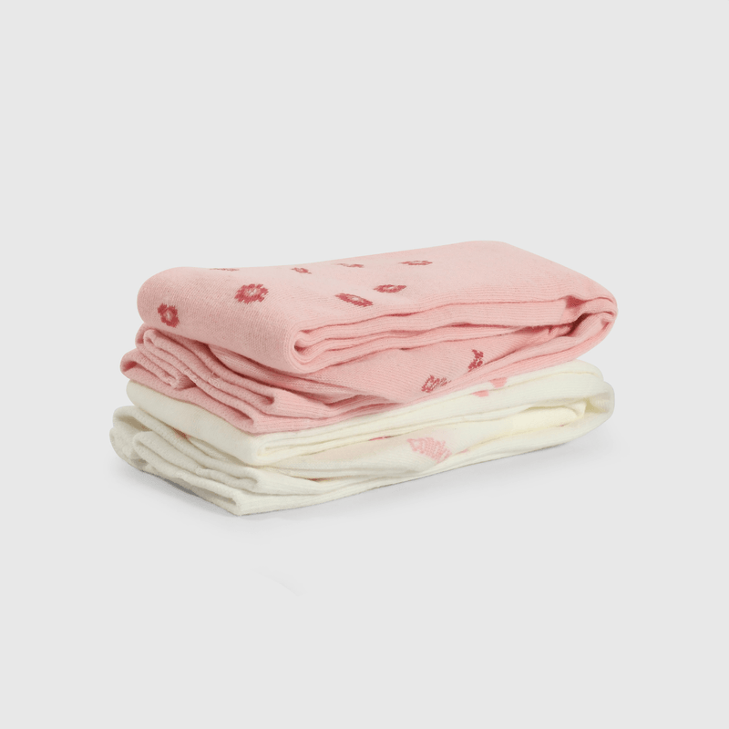 Pantys rosados y blancos para niñas, pack de 2